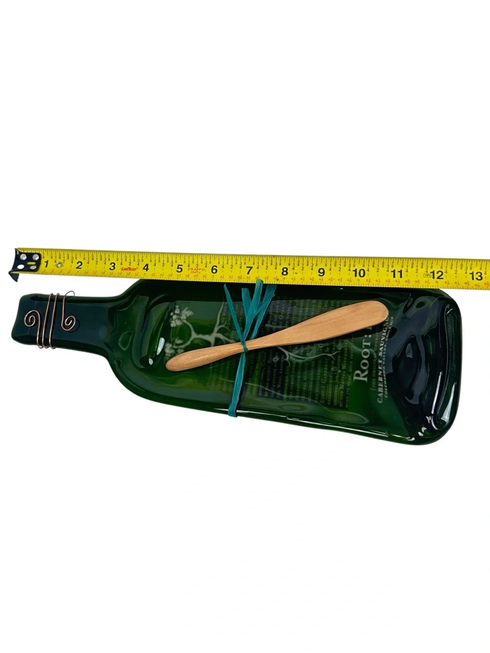 Recycled Glass Bottle Cheese Board with Spreader Green